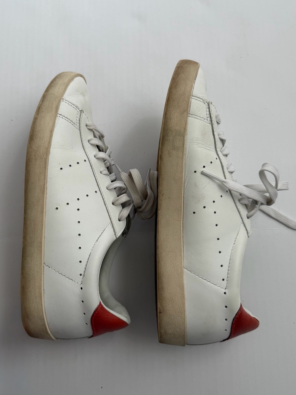 Gola Nova Safari White Leather Sneakers Red Heel Accent Women’s Size 8 - Picture 3 of 6